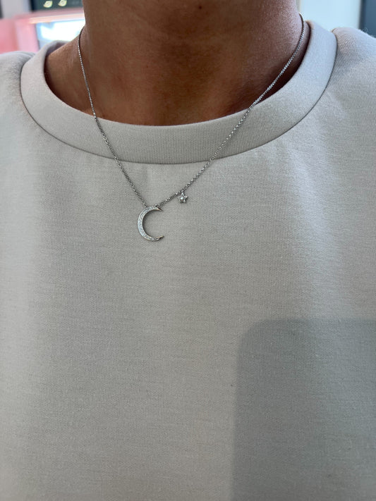 Moon and Star Necklace