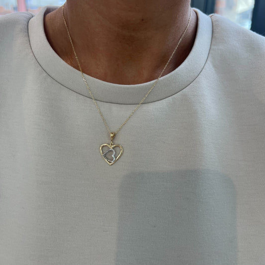 Two Tone Heart Necklace
