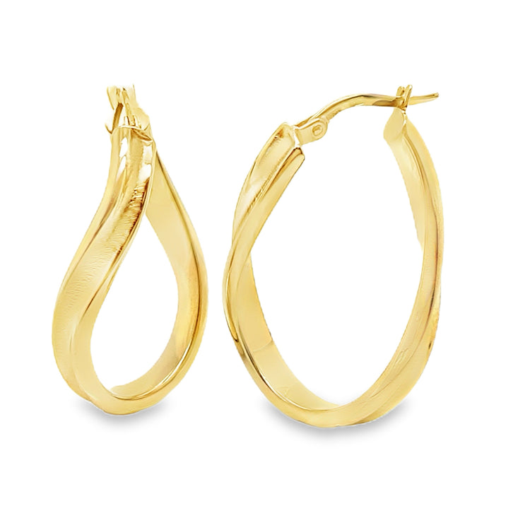Elongated Twist Hoop Earrings