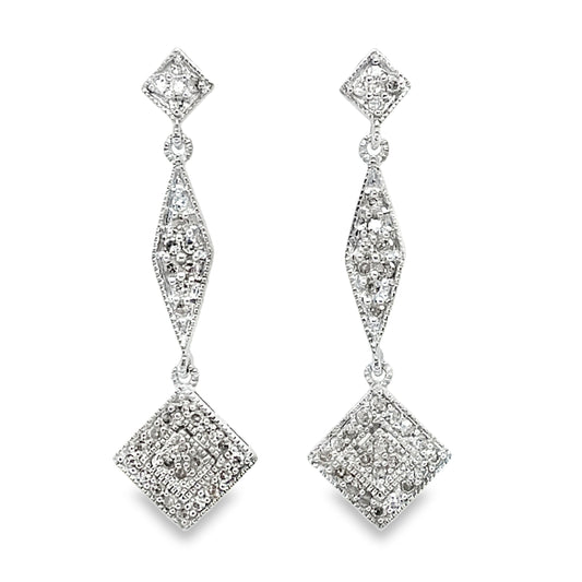 Milgrain Diamond Drop Earrings