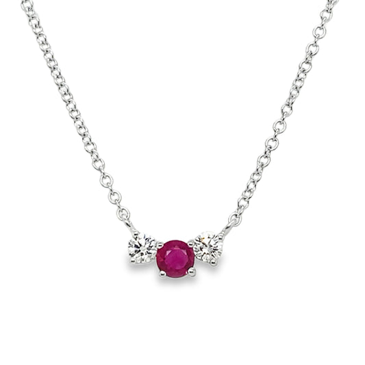 Ruby & Diamond Triple Stone Necklace