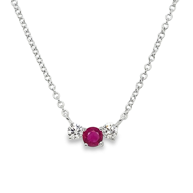 Ruby & Diamond Triple Stone Necklace