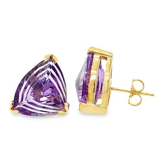 Oversized Fancy Cut Amethyst Studs