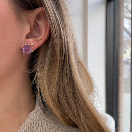 Oversized Fancy Cut Amethyst Studs