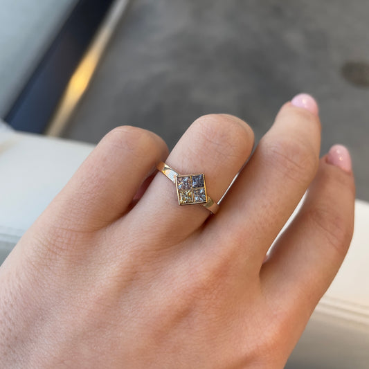 Subtle Rainbow Sapphire Ring