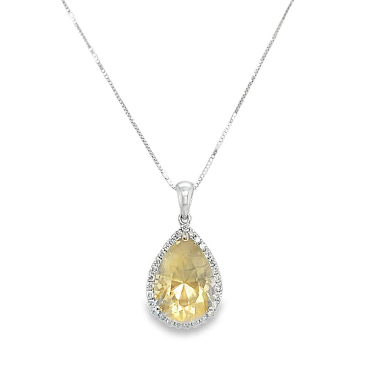 Lemon Quartz & Diamond Necklace