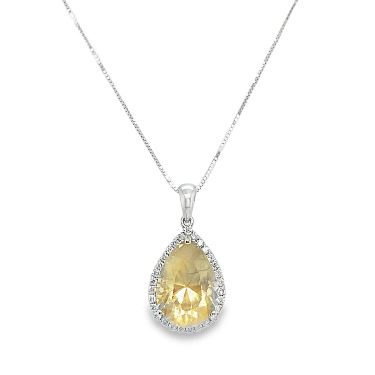 Lemon Quartz & Diamond Necklace