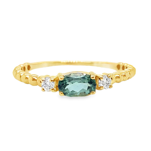 Green Tourmaline & Diamond Ring