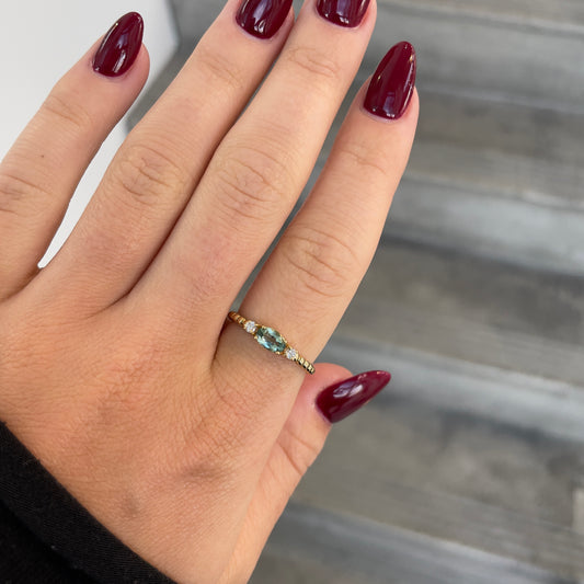 Green Tourmaline & Diamond Ring