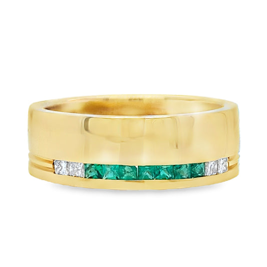Offset Emerald & Diamond Band