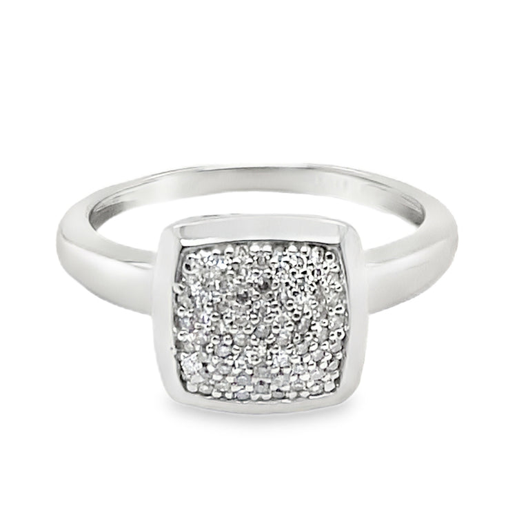 Cushion Shaped Pave Diamond Ring