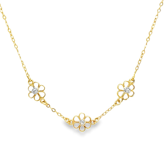 Diamond Flower Station Necklace