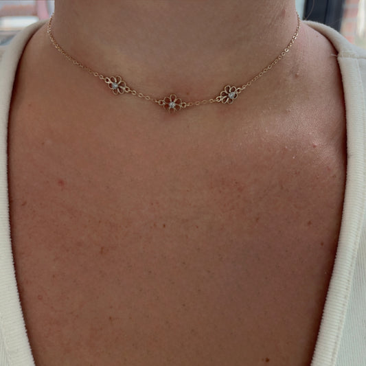 Diamond Flower Station Necklace