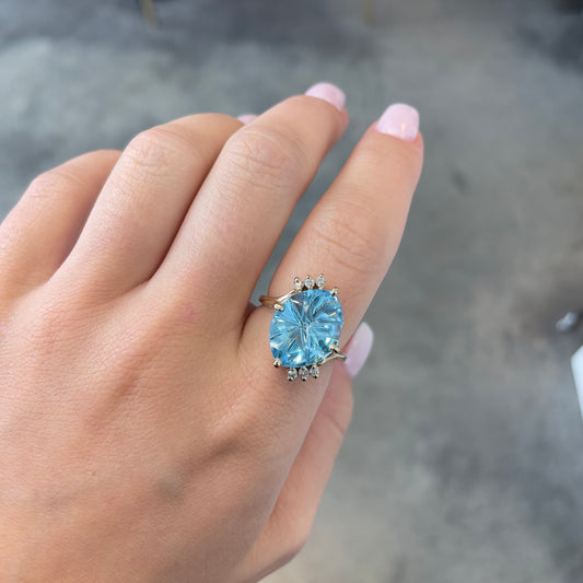 Fancy Cut Swiss Blue Topaz Ring