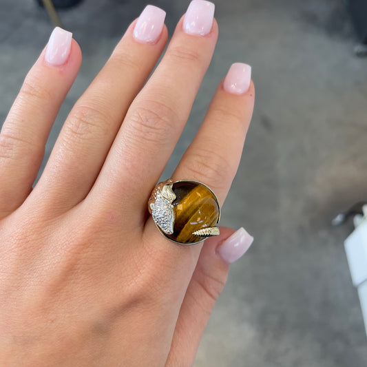 Gecko Diamond & Tiger's Eye Ring