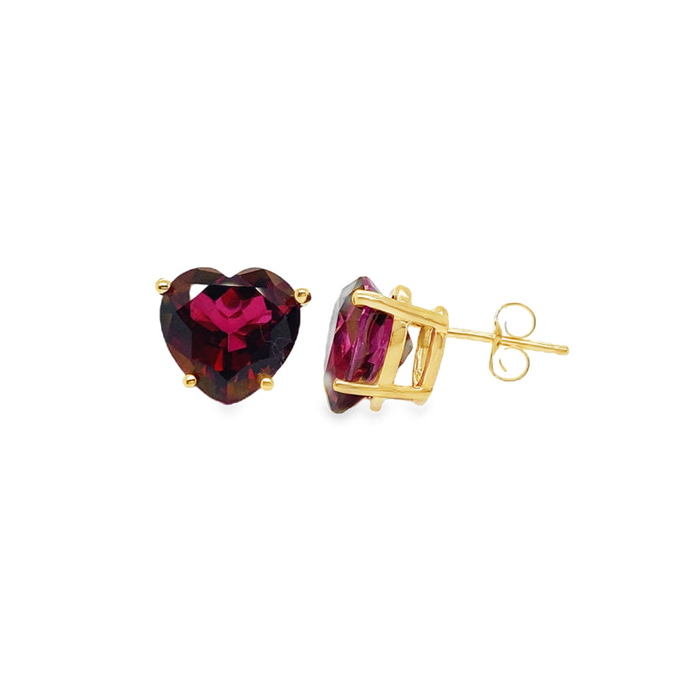 Heart Shaped Garnet Studs