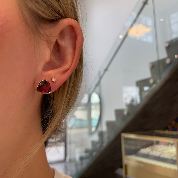 Heart Shaped Garnet Studs