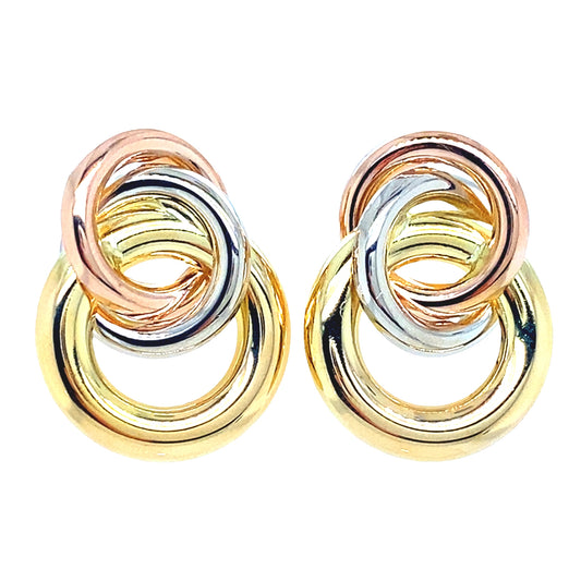 Tri Gold Circles Earrings