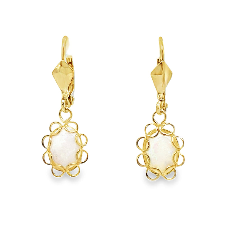 Oval Opal Drop Earrings