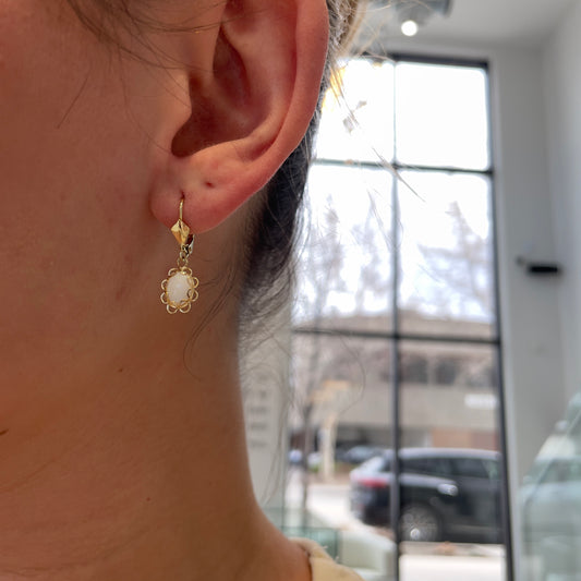 Oval Opal Drop Earrings
