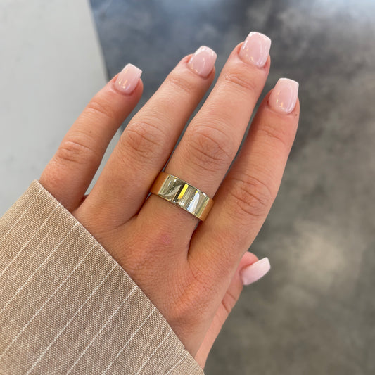 7.7mm Wide Flat Gold Band