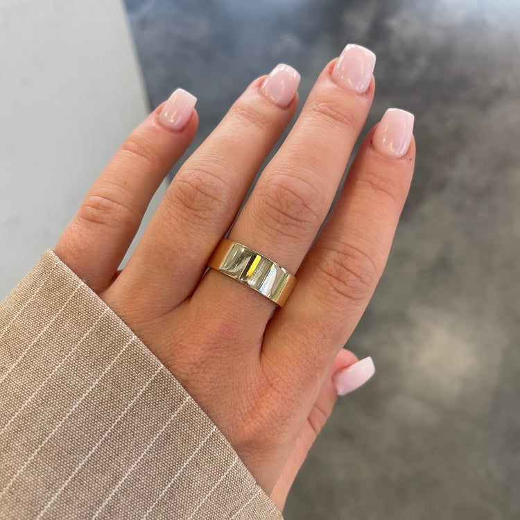 7.7mm Wide Flat Gold Band