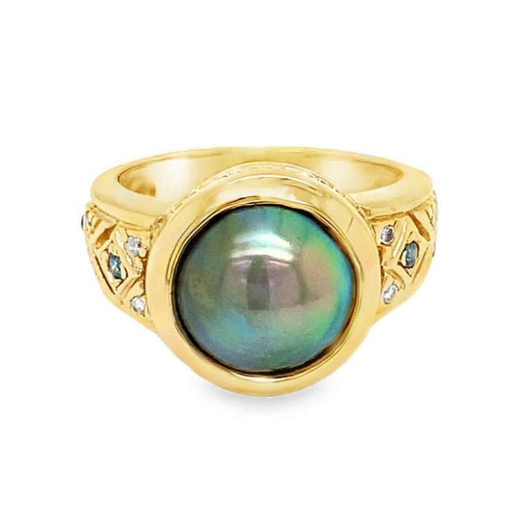 Mabe Pearl & Diamond Ring