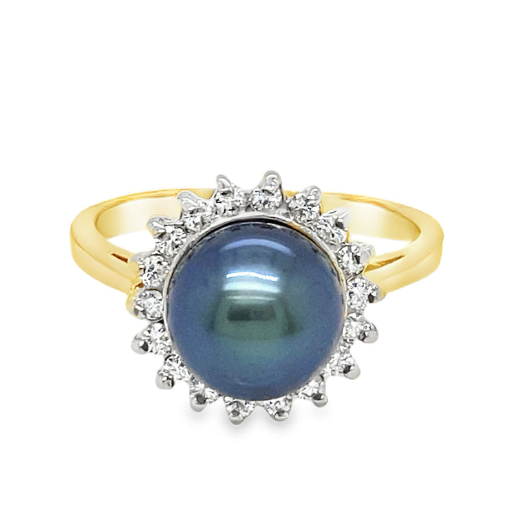 Pearl & Diamond Halo Ring