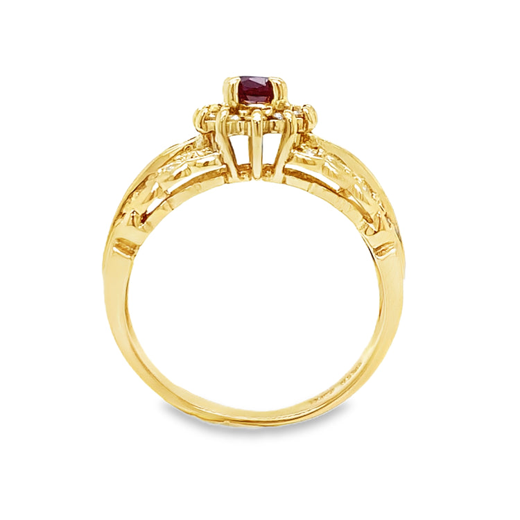Oval Cut Ruby & Diamond Ring