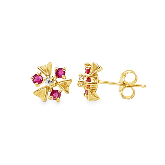 Ruby & Diamond Studs