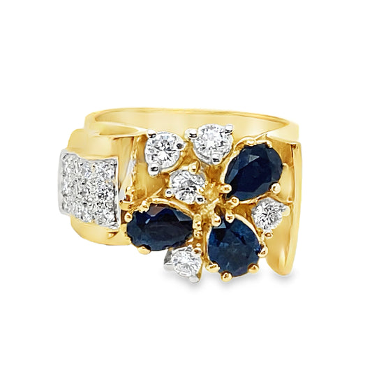 Square Shank Sapphire & Diamond Ring