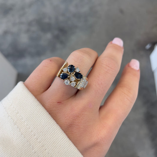 Square Shank Sapphire & Diamond Ring