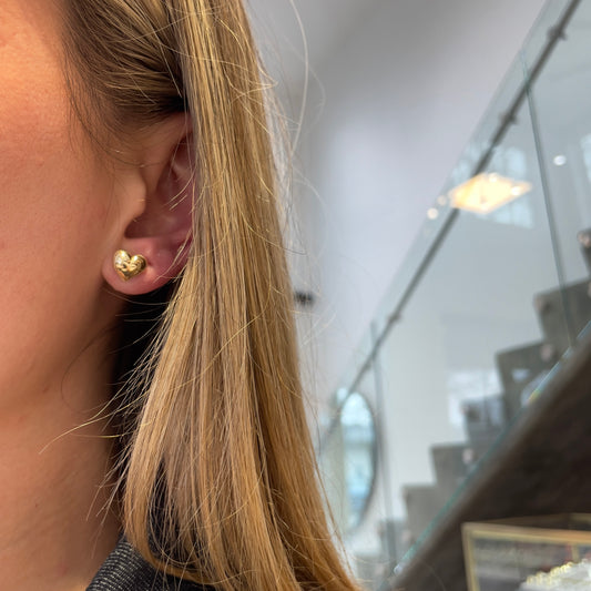 Milgrain Heart Studs