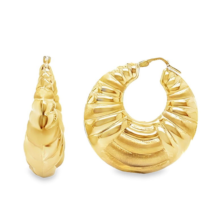 Gold Puffy Textured Hoops