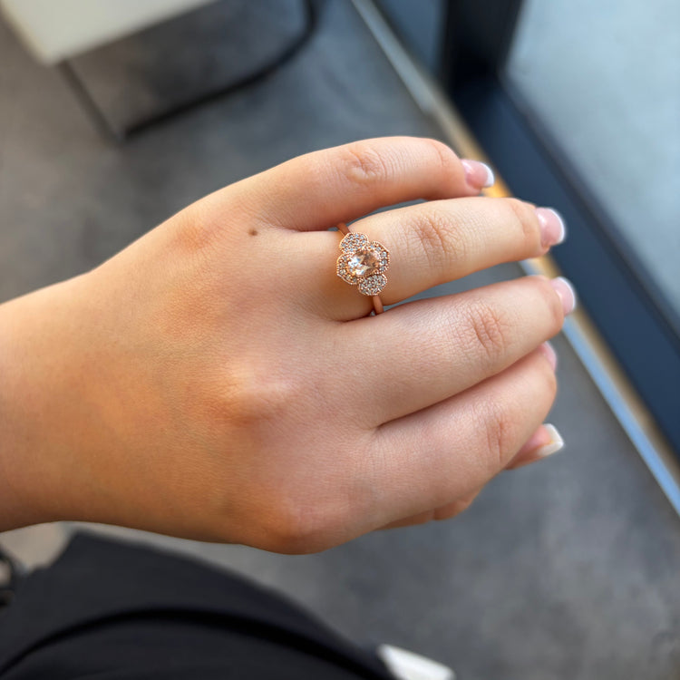 Morganite & Diamond Floral Ring