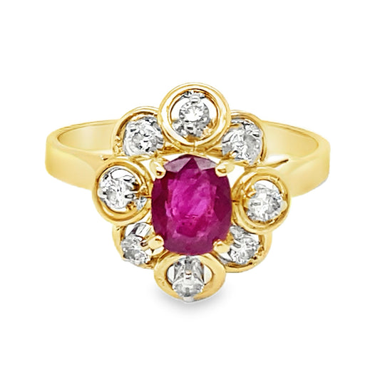 Ruby & Diamond Floral Ring