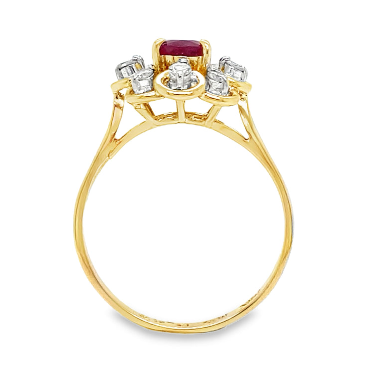 Ruby & Diamond Floral Ring