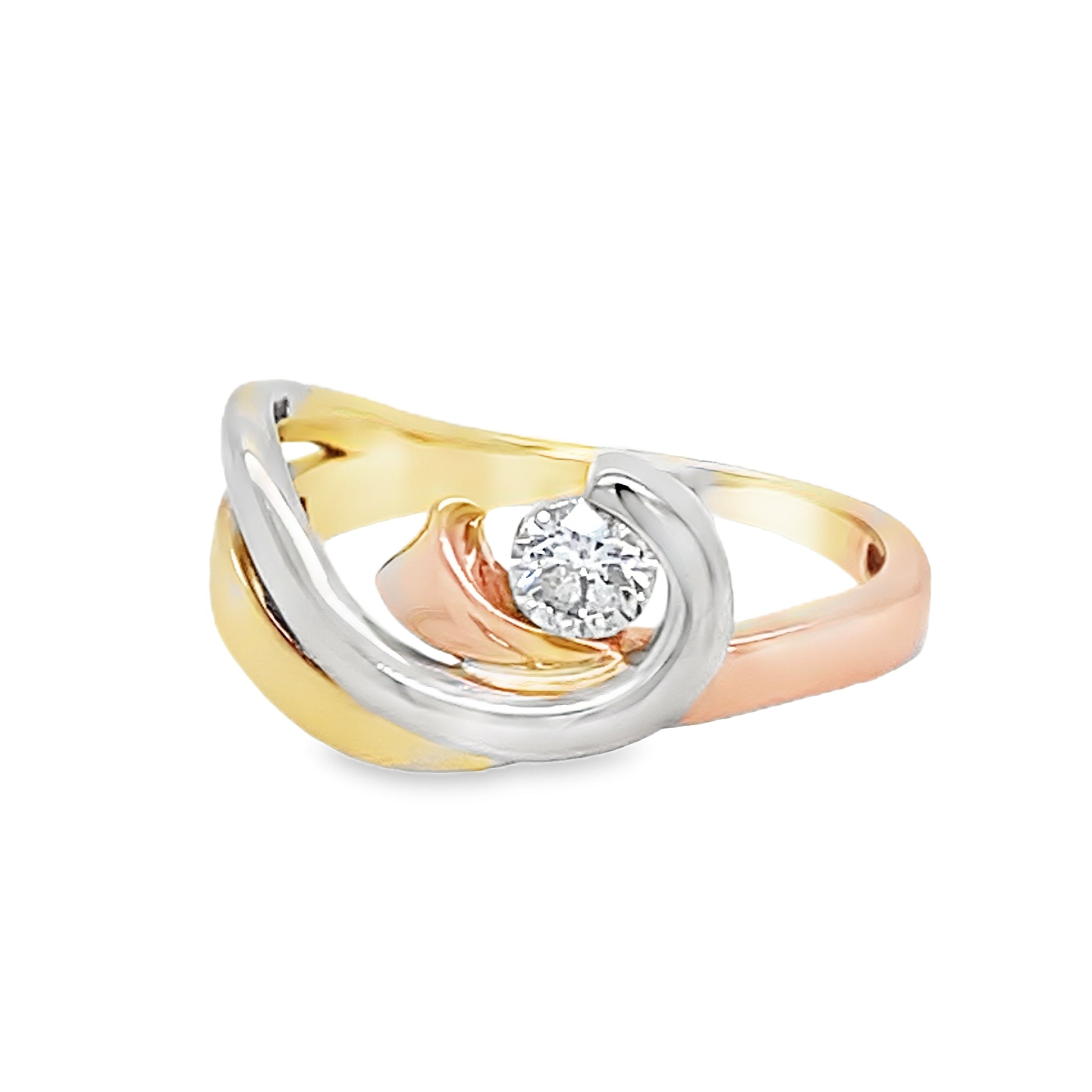 Tri Gold Intertwined Solitaire Ring