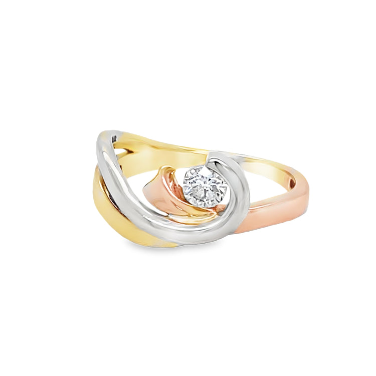 Tri Gold Intertwined Solitaire Ring