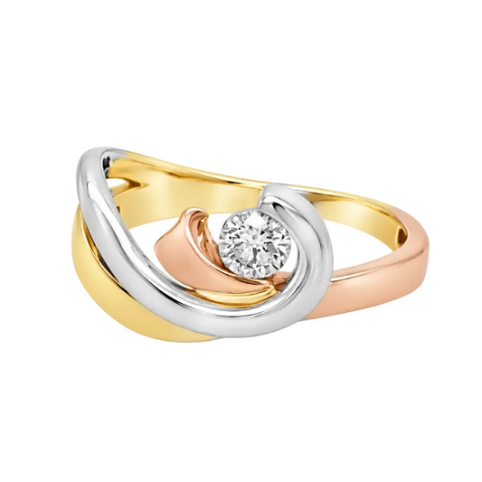 Tri Gold Intertwined Solitaire Ring