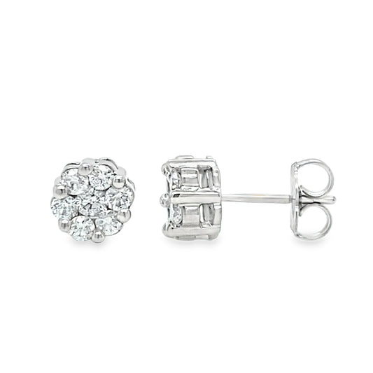 Flower Shaped Diamond Cluster Studs