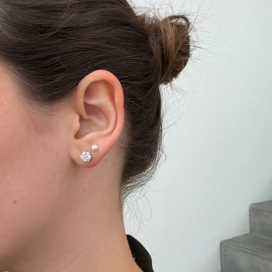 Flower Shaped Diamond Cluster Studs