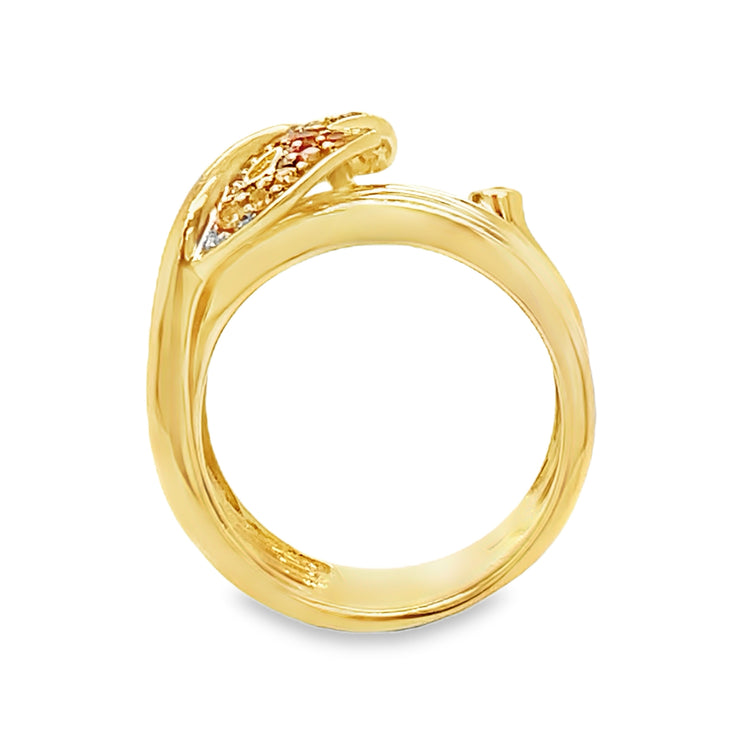 Wide Orange Topaz & Diamond Motif Ring