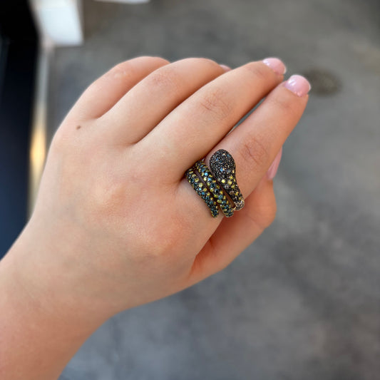Multicolored Diamond Snake Wrap Ring