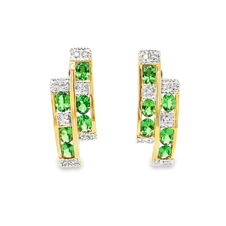 Green Tourmaline Channel Set Studs