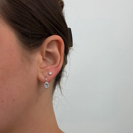 Aquamarine & Diamond Lever Back Earrings