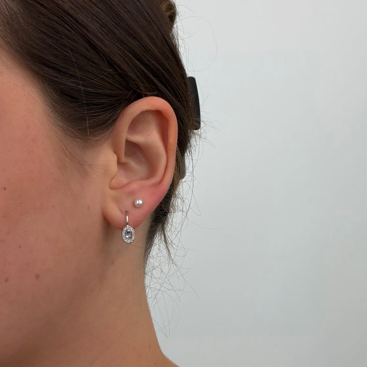 Aquamarine & Diamond Lever Back Earrings