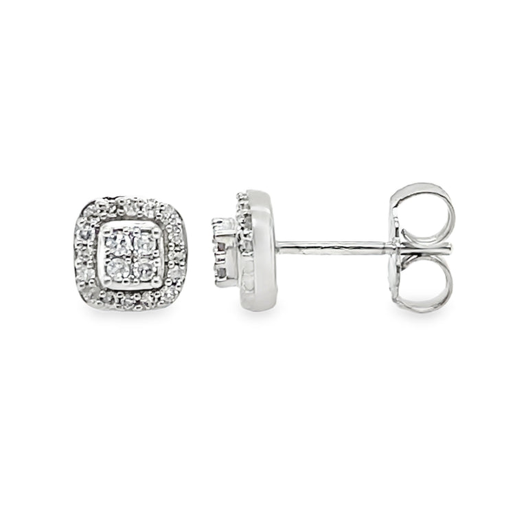 Square Halo Diamond Studs