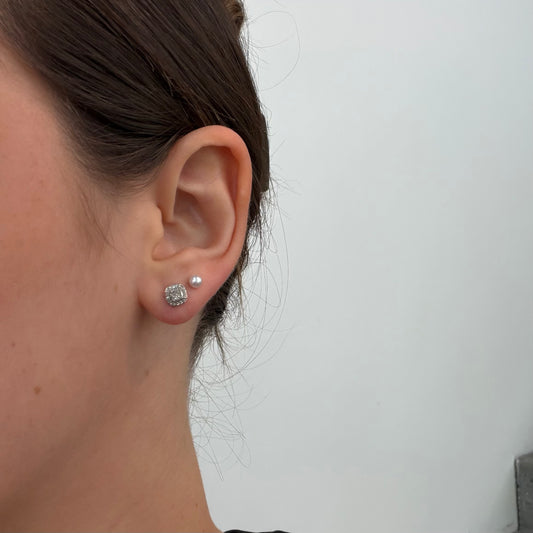 Square Halo Diamond Studs