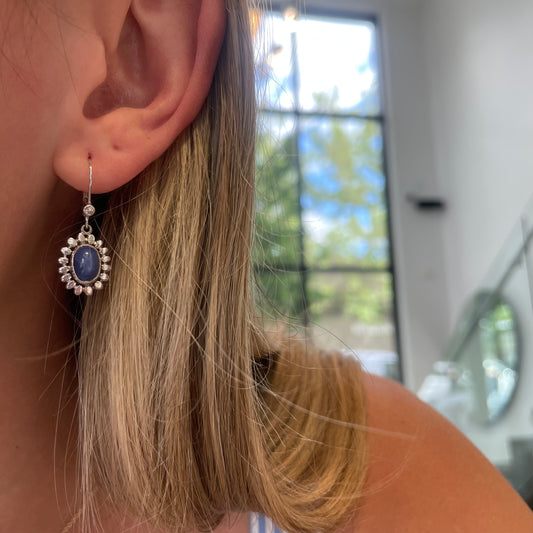 Star Sapphire Drop Earrings